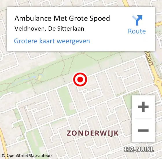 Locatie op kaart van de 112 melding: Ambulance Met Grote Spoed Naar Veldhoven, De Sitterlaan op 12 juli 2019 08:36