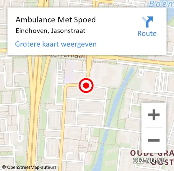 Locatie op kaart van de 112 melding: Ambulance Met Spoed Naar Eindhoven, Jasonstraat op 12 juli 2019 09:42