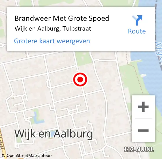 Locatie op kaart van de 112 melding: Brandweer Met Grote Spoed Naar Wijk en Aalburg, Tulpstraat op 12 juli 2019 09:54