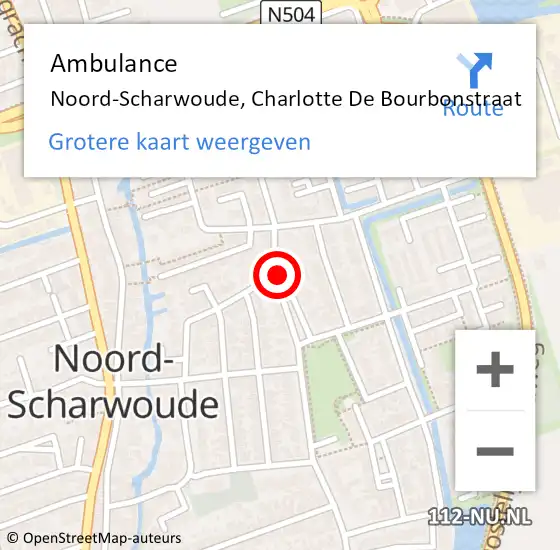 Locatie op kaart van de 112 melding: Ambulance Noord-Scharwoude, Charlotte De Bourbonstraat op 12 juli 2019 09:58