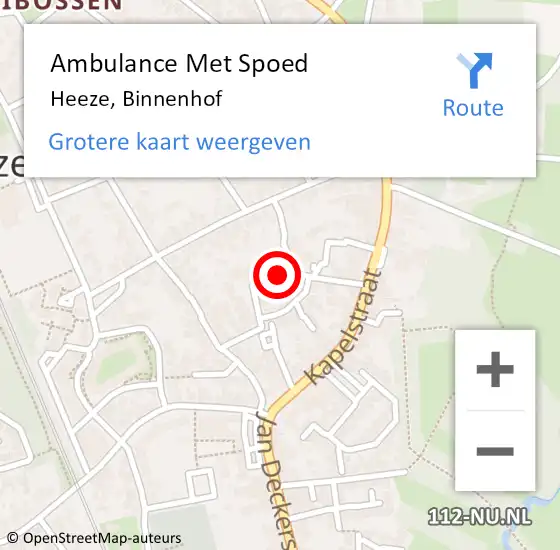 Locatie op kaart van de 112 melding: Ambulance Met Spoed Naar Heeze, Binnenhof op 12 juli 2019 10:02