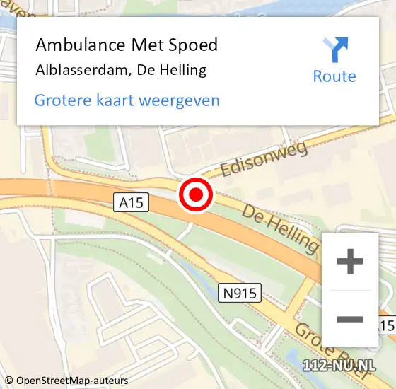Locatie op kaart van de 112 melding: Ambulance Met Spoed Naar Alblasserdam, De Helling op 12 juli 2019 10:30