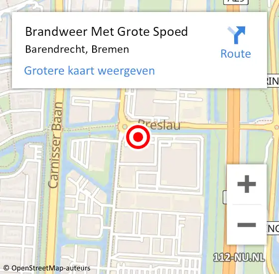 Locatie op kaart van de 112 melding: Brandweer Met Grote Spoed Naar Barendrecht, Bremen op 12 juli 2019 10:44