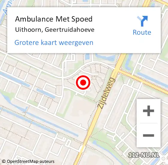 Locatie op kaart van de 112 melding: Ambulance Met Spoed Naar Uithoorn, Geertruidahoeve op 12 juli 2019 11:41