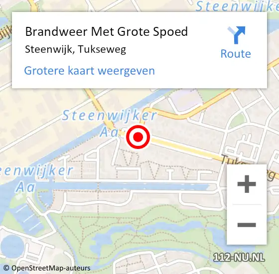 Locatie op kaart van de 112 melding: Brandweer Met Grote Spoed Naar Steenwijk, Tukseweg op 12 juli 2019 11:47
