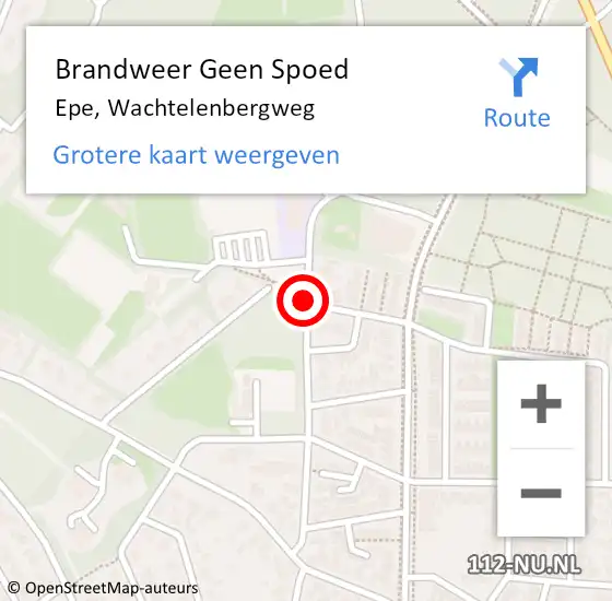 Locatie op kaart van de 112 melding: Brandweer Geen Spoed Naar Epe, Wachtelenbergweg op 12 juli 2019 13:12