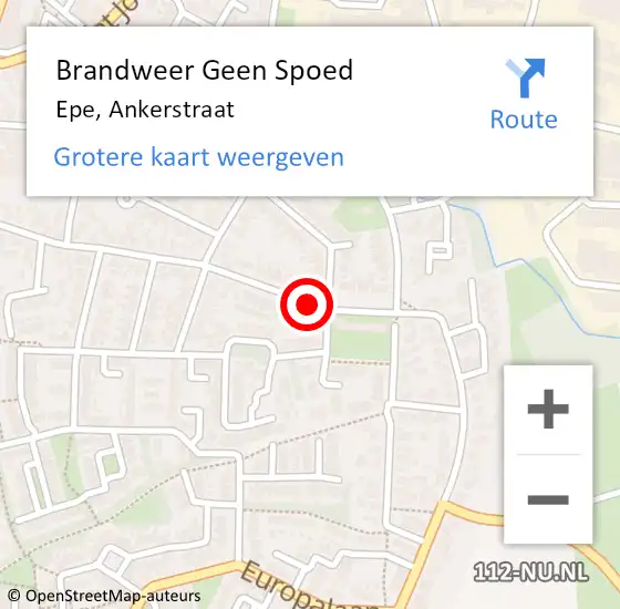 Locatie op kaart van de 112 melding: Brandweer Geen Spoed Naar Epe, Ankerstraat op 12 juli 2019 13:12