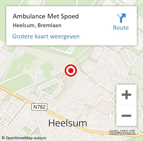 Locatie op kaart van de 112 melding: Ambulance Met Spoed Naar Heelsum, Bremlaan op 12 juli 2019 13:17