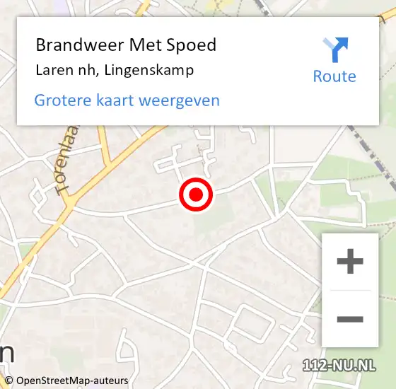 Locatie op kaart van de 112 melding: Brandweer Met Spoed Naar Laren nh, Lingenskamp op 12 juli 2019 13:21