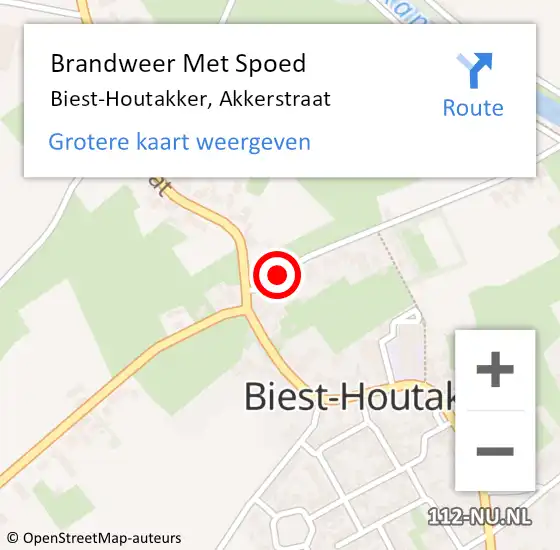 Locatie op kaart van de 112 melding: Brandweer Met Spoed Naar Biest-Houtakker, Akkerstraat op 12 juli 2019 13:43