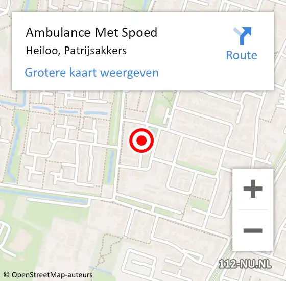 Locatie op kaart van de 112 melding: Ambulance Met Spoed Naar Heiloo, Patrijsakkers op 12 juli 2019 13:51