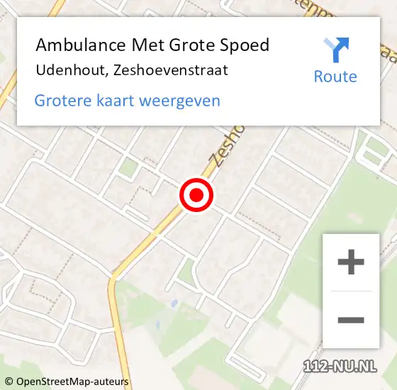 Locatie op kaart van de 112 melding: Ambulance Met Grote Spoed Naar Udenhout, Zeshoevenstraat op 12 juli 2019 14:23