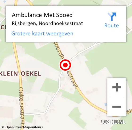 Locatie op kaart van de 112 melding: Ambulance Met Spoed Naar Rijsbergen, Noordhoeksestraat op 12 juli 2019 14:23