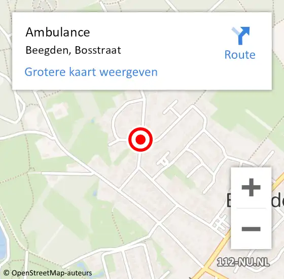 Locatie op kaart van de 112 melding: Ambulance Beegden, Bosstraat op 12 juli 2019 14:56