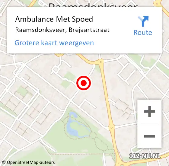 Locatie op kaart van de 112 melding: Ambulance Met Spoed Naar Raamsdonksveer, Brejaartstraat op 12 juli 2019 14:59