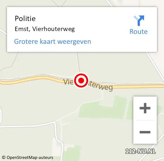 Locatie op kaart van de 112 melding: Politie Emst, Vierhouterweg op 12 juli 2019 14:59