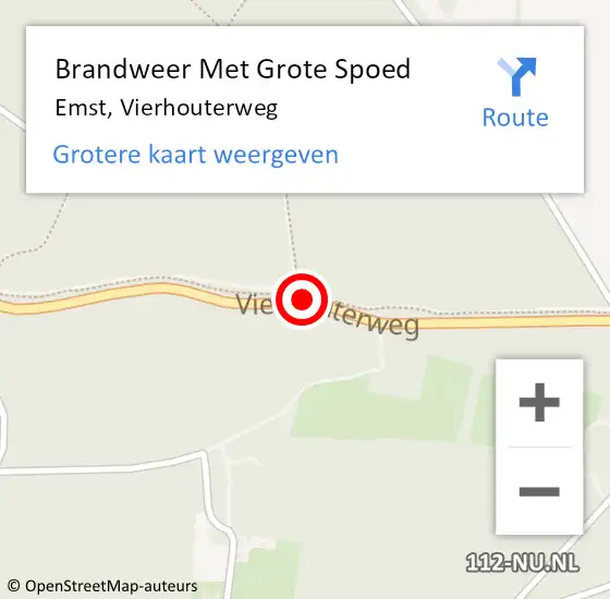 Locatie op kaart van de 112 melding: Brandweer Met Grote Spoed Naar Emst, Vierhouterweg op 12 juli 2019 14:59