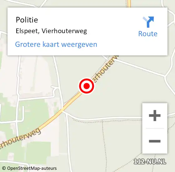 Locatie op kaart van de 112 melding: Politie Elspeet, Vierhouterweg op 12 juli 2019 15:00