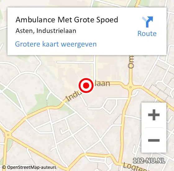 Locatie op kaart van de 112 melding: Ambulance Met Grote Spoed Naar Asten, Industrielaan op 12 juli 2019 15:23