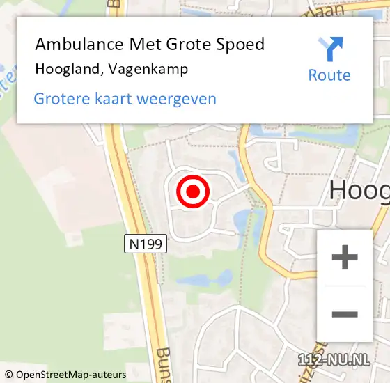 Locatie op kaart van de 112 melding: Ambulance Met Grote Spoed Naar Hoogland, Vagenkamp op 7 april 2014 12:23