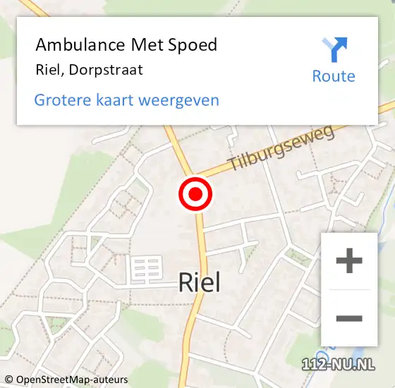 Locatie op kaart van de 112 melding: Ambulance Met Spoed Naar Riel, Dorpstraat op 12 juli 2019 15:45