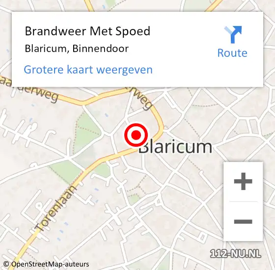 Locatie op kaart van de 112 melding: Brandweer Met Spoed Naar Blaricum, Binnendoor op 12 juli 2019 15:48