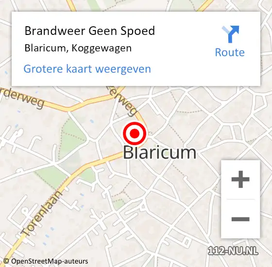 Locatie op kaart van de 112 melding: Brandweer Geen Spoed Naar Blaricum, Koggewagen op 12 juli 2019 15:58