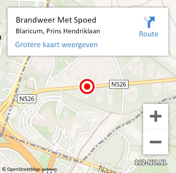 Locatie op kaart van de 112 melding: Brandweer Met Spoed Naar Blaricum, Prins Hendriklaan op 12 juli 2019 15:59