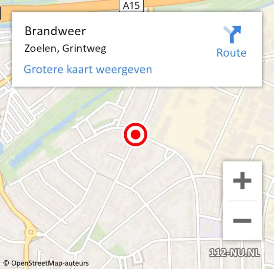 Locatie op kaart van de 112 melding: Brandweer Zoelen, Grintweg op 12 juli 2019 16:05