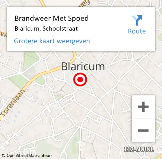 Locatie op kaart van de 112 melding: Brandweer Met Spoed Naar Blaricum, Schoolstraat op 12 juli 2019 16:05