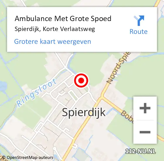 Locatie op kaart van de 112 melding: Ambulance Met Grote Spoed Naar Spierdijk, Korte Verlaatsweg op 12 juli 2019 16:47