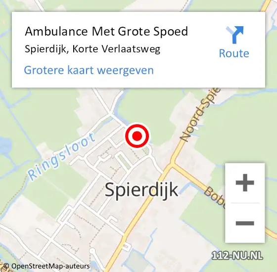 Locatie op kaart van de 112 melding: Ambulance Met Grote Spoed Naar Spierdijk, Korte Verlaatsweg op 12 juli 2019 16:49