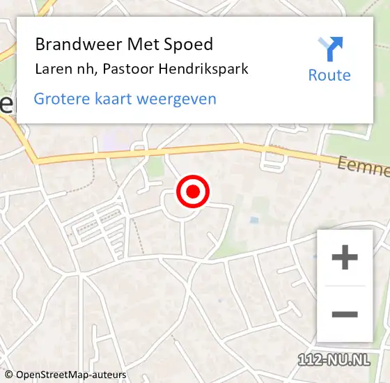 Locatie op kaart van de 112 melding: Brandweer Met Spoed Naar Laren nh, Pastoor Hendrikspark op 12 juli 2019 17:24