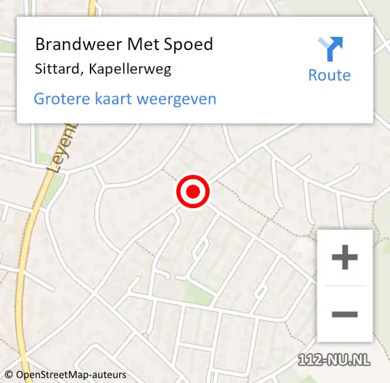 Locatie op kaart van de 112 melding: Brandweer Met Spoed Naar Sittard, Kapellerweg op 12 juli 2019 17:33