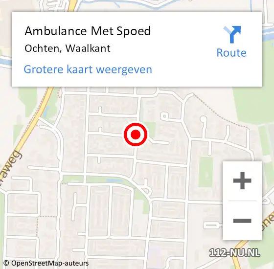 Locatie op kaart van de 112 melding: Ambulance Met Spoed Naar Ochten, Waalkant op 12 juli 2019 18:08