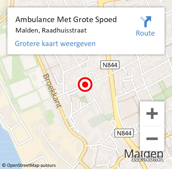 Locatie op kaart van de 112 melding: Ambulance Met Grote Spoed Naar Malden, Raadhuisstraat op 12 juli 2019 18:28