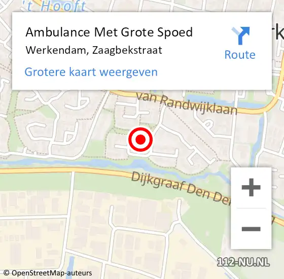 Locatie op kaart van de 112 melding: Ambulance Met Grote Spoed Naar Werkendam, Zaagbekstraat op 12 juli 2019 18:43