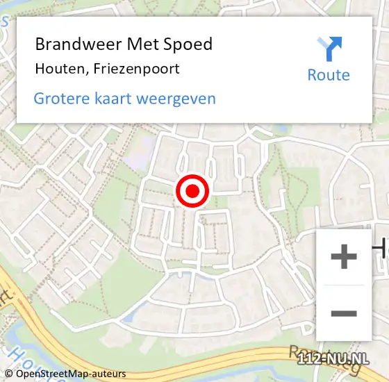 Locatie op kaart van de 112 melding: Brandweer Met Spoed Naar Houten, Friezenpoort op 12 juli 2019 19:13