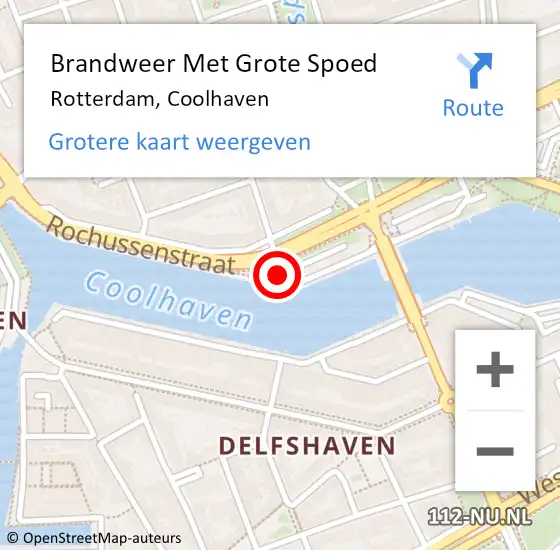 Locatie op kaart van de 112 melding: Brandweer Met Grote Spoed Naar Rotterdam, Coolhaven op 12 juli 2019 19:15