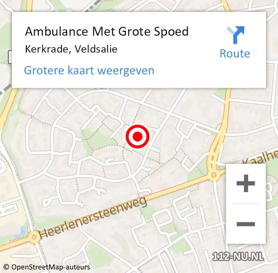 Locatie op kaart van de 112 melding: Ambulance Met Grote Spoed Naar Kerkrade, Veldsalie op 27 september 2013 21:53