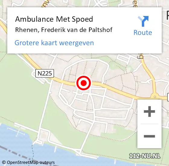 Locatie op kaart van de 112 melding: Ambulance Met Spoed Naar Rhenen, Frederik van de Paltshof op 12 juli 2019 19:52