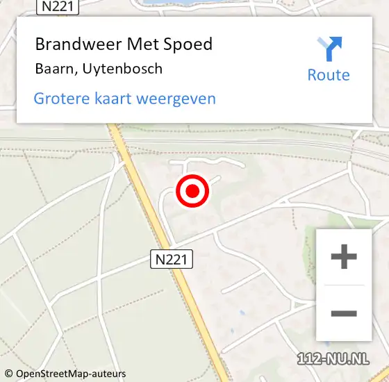 Locatie op kaart van de 112 melding: Brandweer Met Spoed Naar Baarn, Uytenbosch op 12 juli 2019 20:29