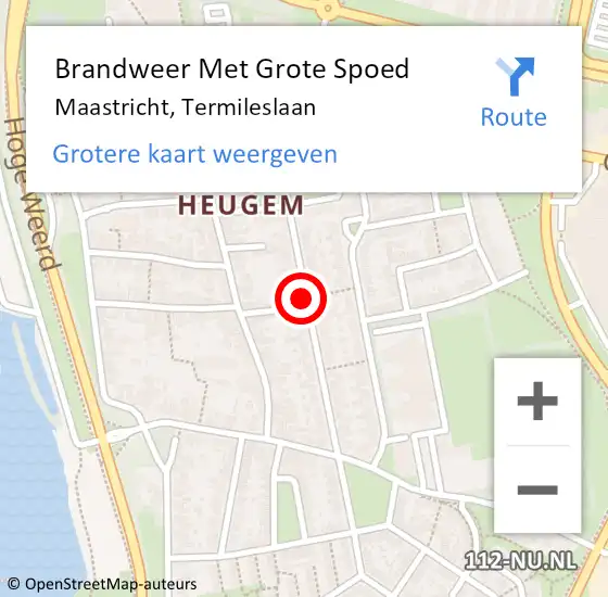 Locatie op kaart van de 112 melding: Brandweer Met Grote Spoed Naar Maastricht, Termileslaan op 12 juli 2019 20:44