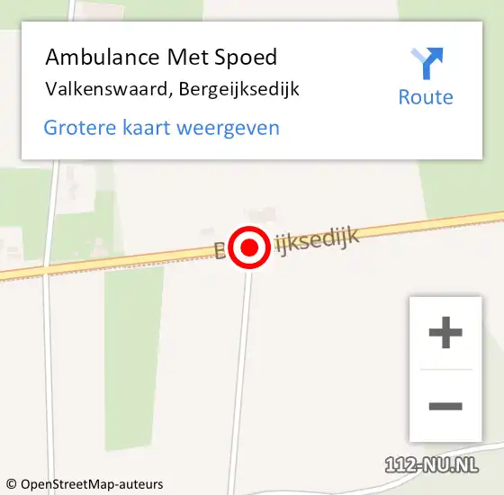 Locatie op kaart van de 112 melding: Ambulance Met Spoed Naar Valkenswaard, Bergeijksedijk op 12 juli 2019 21:39