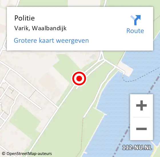 Locatie op kaart van de 112 melding: Politie Varik, Waalbandijk op 12 juli 2019 22:39