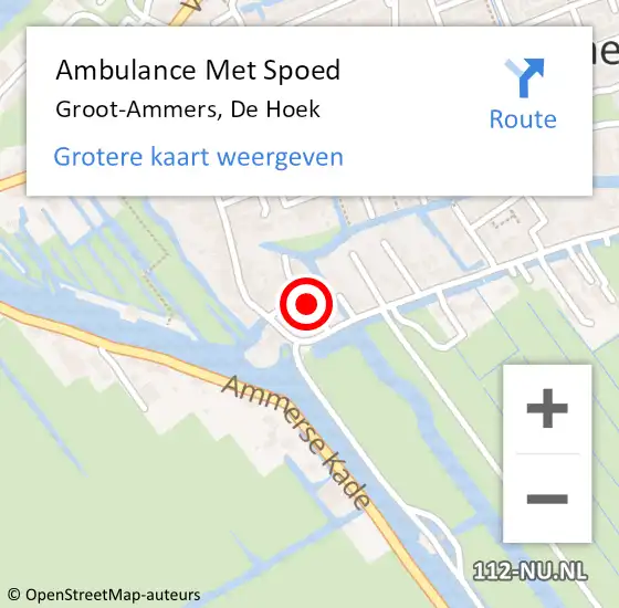 Locatie op kaart van de 112 melding: Ambulance Met Spoed Naar Groot-Ammers, De Hoek op 13 juli 2019 02:32