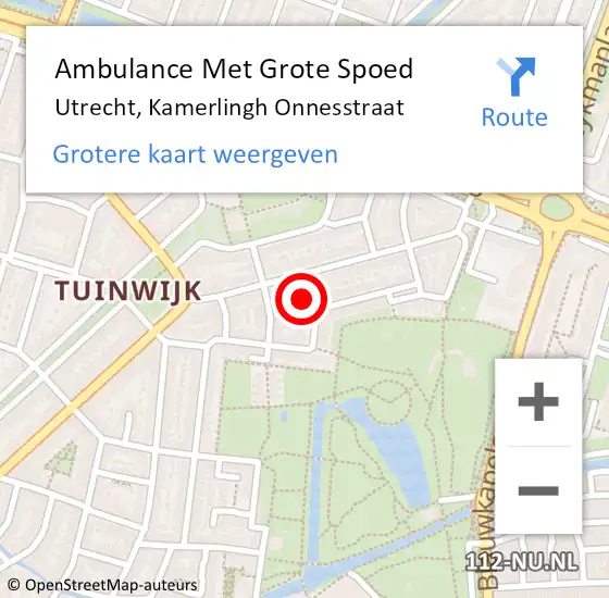 Locatie op kaart van de 112 melding: Ambulance Met Grote Spoed Naar Utrecht, Kamerlingh Onnesstraat op 7 april 2014 13:14