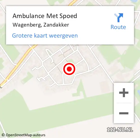 Locatie op kaart van de 112 melding: Ambulance Met Spoed Naar Wagenberg, Zandakker op 13 juli 2019 06:16