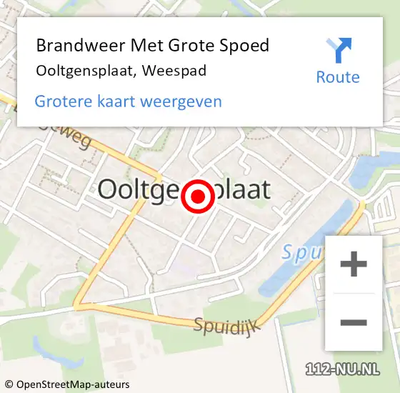 Locatie op kaart van de 112 melding: Brandweer Met Grote Spoed Naar Ooltgensplaat, Weespad op 13 juli 2019 06:23