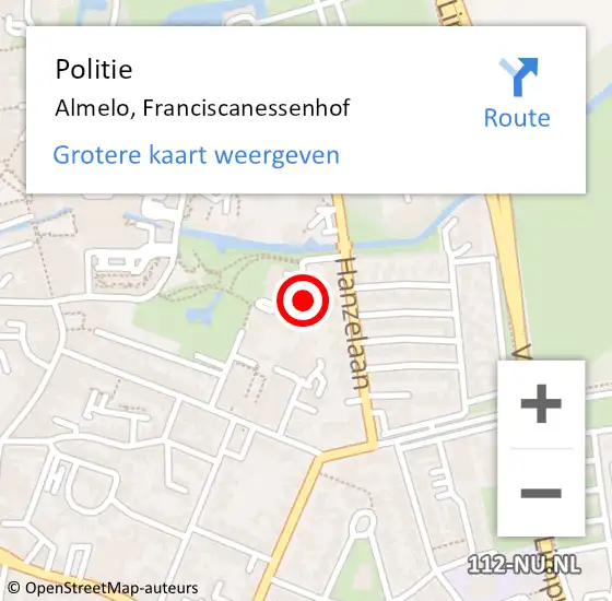 Locatie op kaart van de 112 melding: Politie Almelo, Franciscanessenhof op 13 juli 2019 06:42